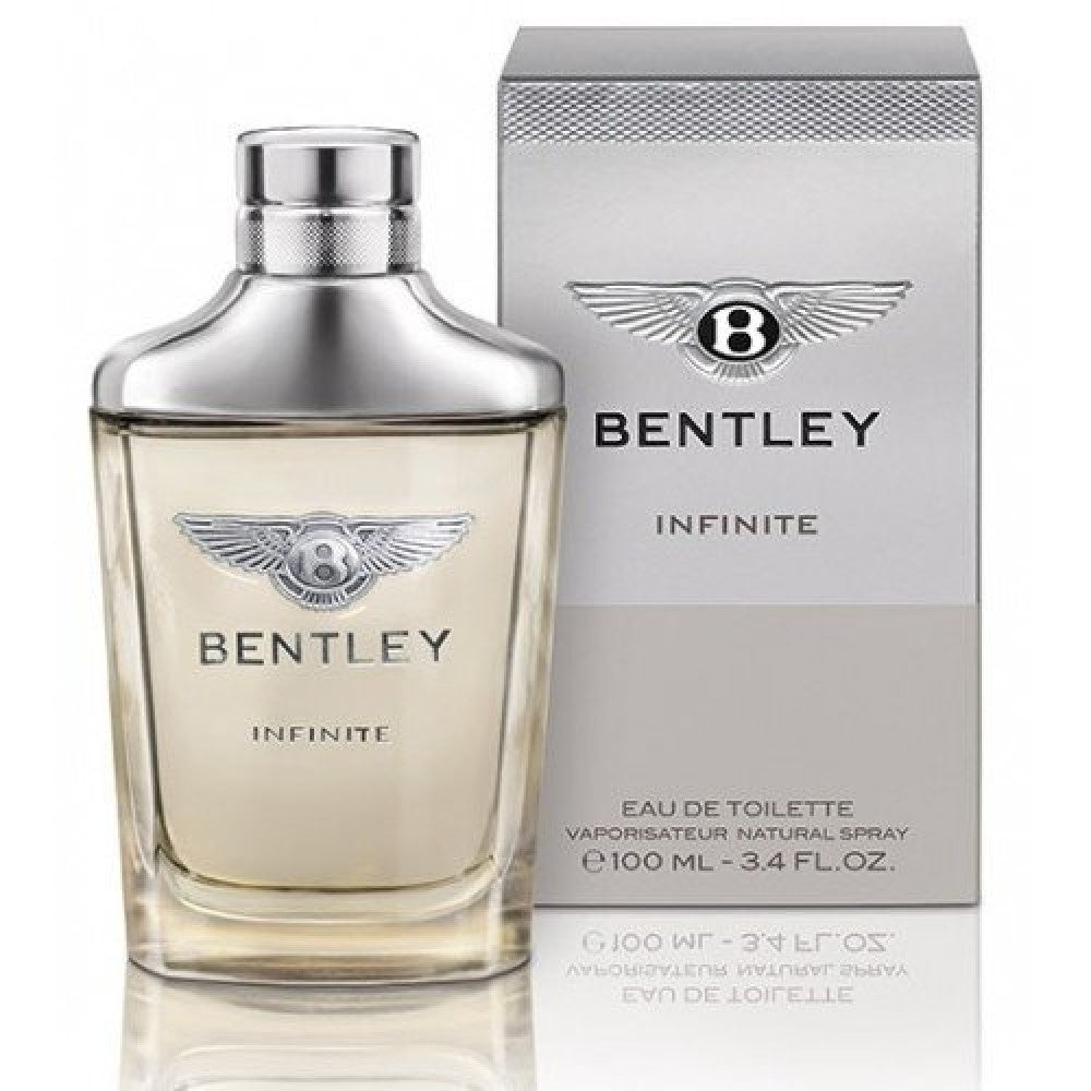 Bentley Infinite EDT 100ml men's fragrance bottle with box on white background