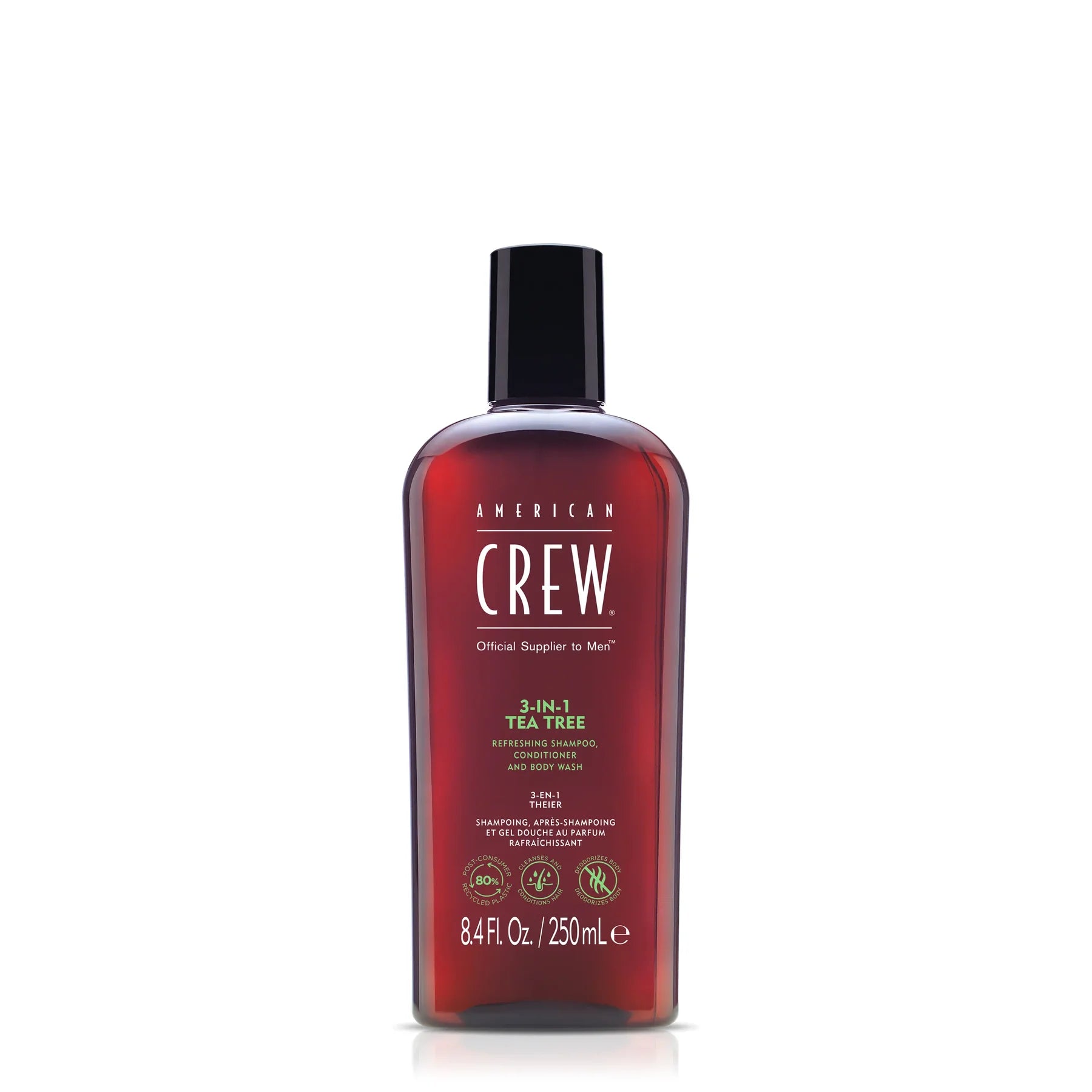 American Crew 3-ü 1-də Tea Tree kişi şampunu kondisioner və duş geli 250 ml flakon