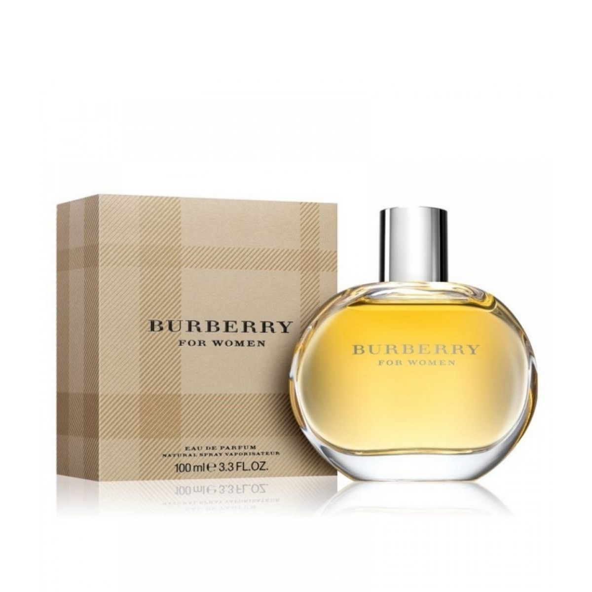 Burberry for Women Eau de Parfum 100 ml bottle (round glass, gold liquid, silver cap)