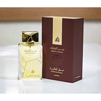 Lattafa Ser Al Malik Eau de Parfum perfume bottle with box (classic oriental amber woody fragrance)