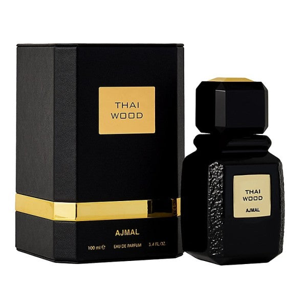 AJMAL Thai Wood 100 ml uniseks odunsu şərq ətiri qara qutu və flakon
