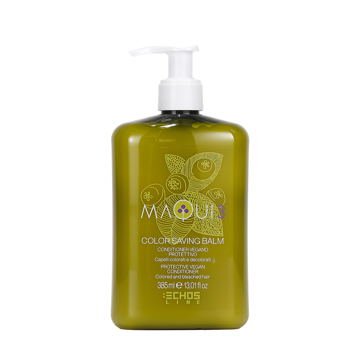 Echosline Maqui 3 rəng qoruyucu vegan balzam 385 ml boyalı və açılmış saçlar üçün professional saç baxımı