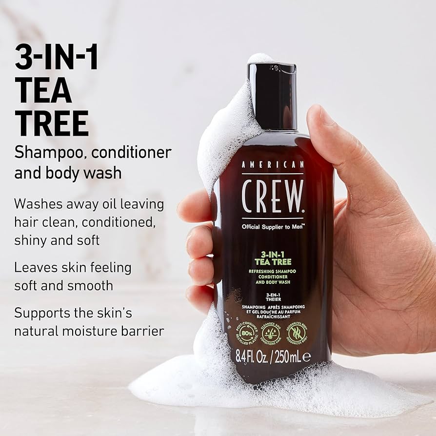 American Crew 3-ü 1-də Tea Tree kişi şampunu və duş geli