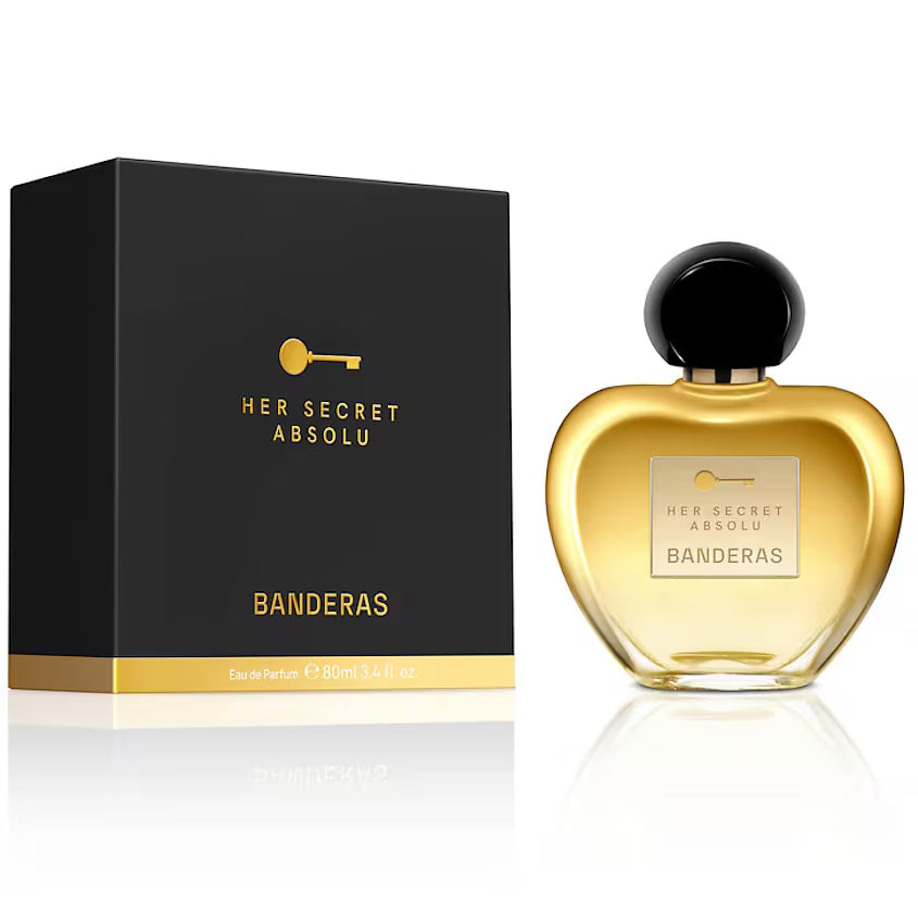 Antonio Banderas Her Secret Absolu Eau de Parfum bottle (warm sweet amber floral women's fragrance)
