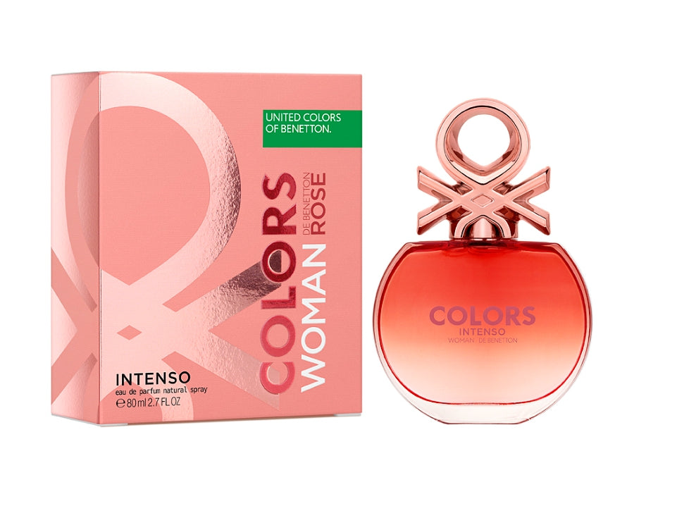 Benetton Colors Woman Rose Intenso EDP perfume bottle and box
