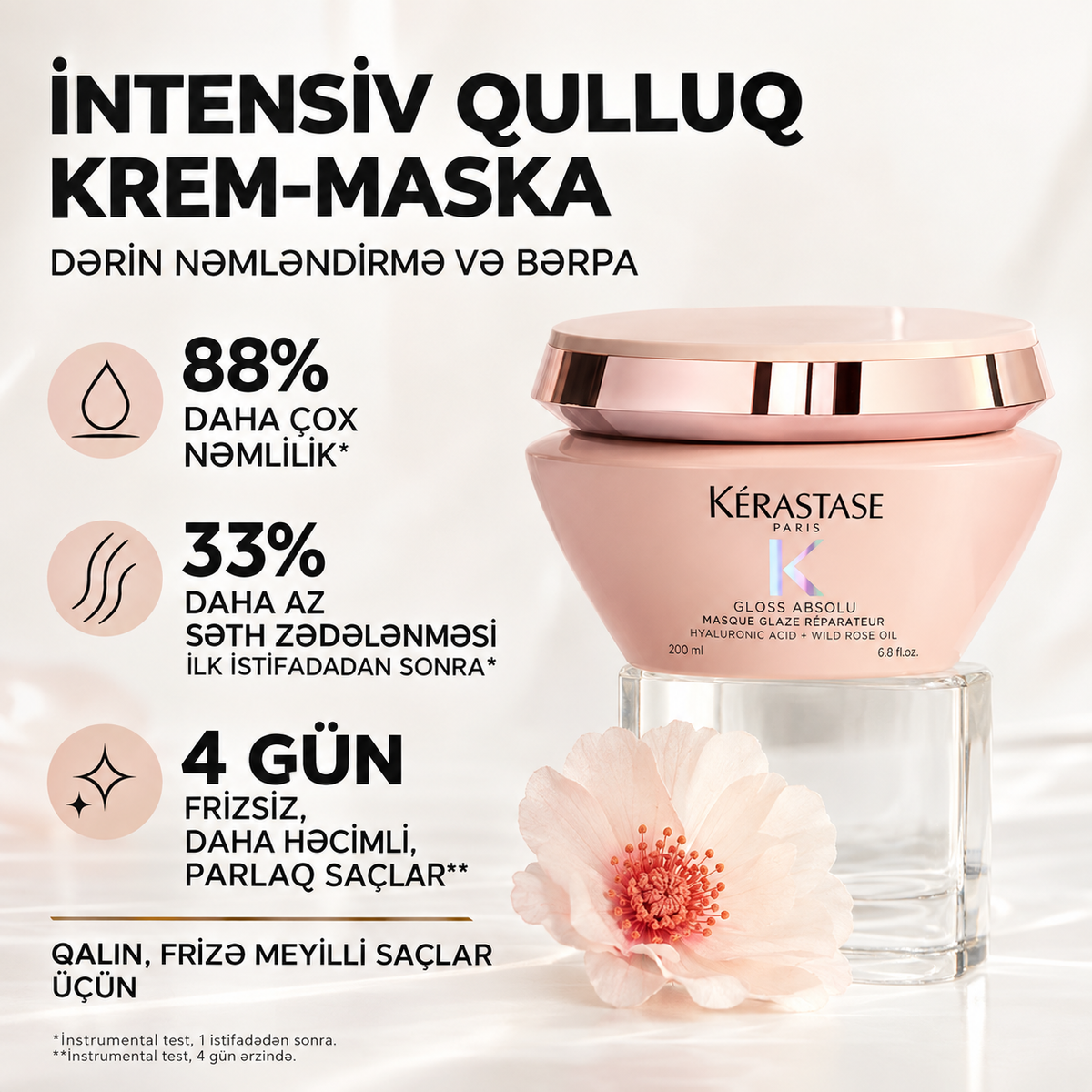 Nəmləndirici və parlaqlıq verən saç maskası 200 ml