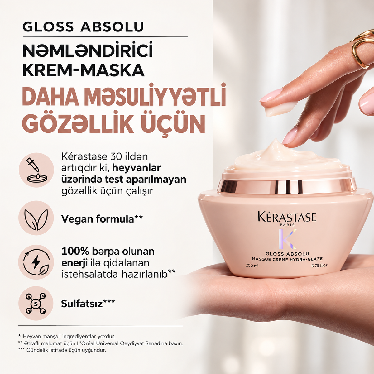 Nəmləndirici və parlaqlıq verən saç maskası 200 ml