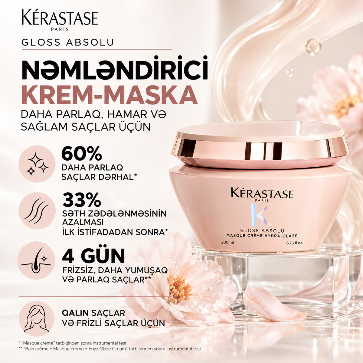 Nəmləndirici və parlaqlıq verən saç maskası 200 ml