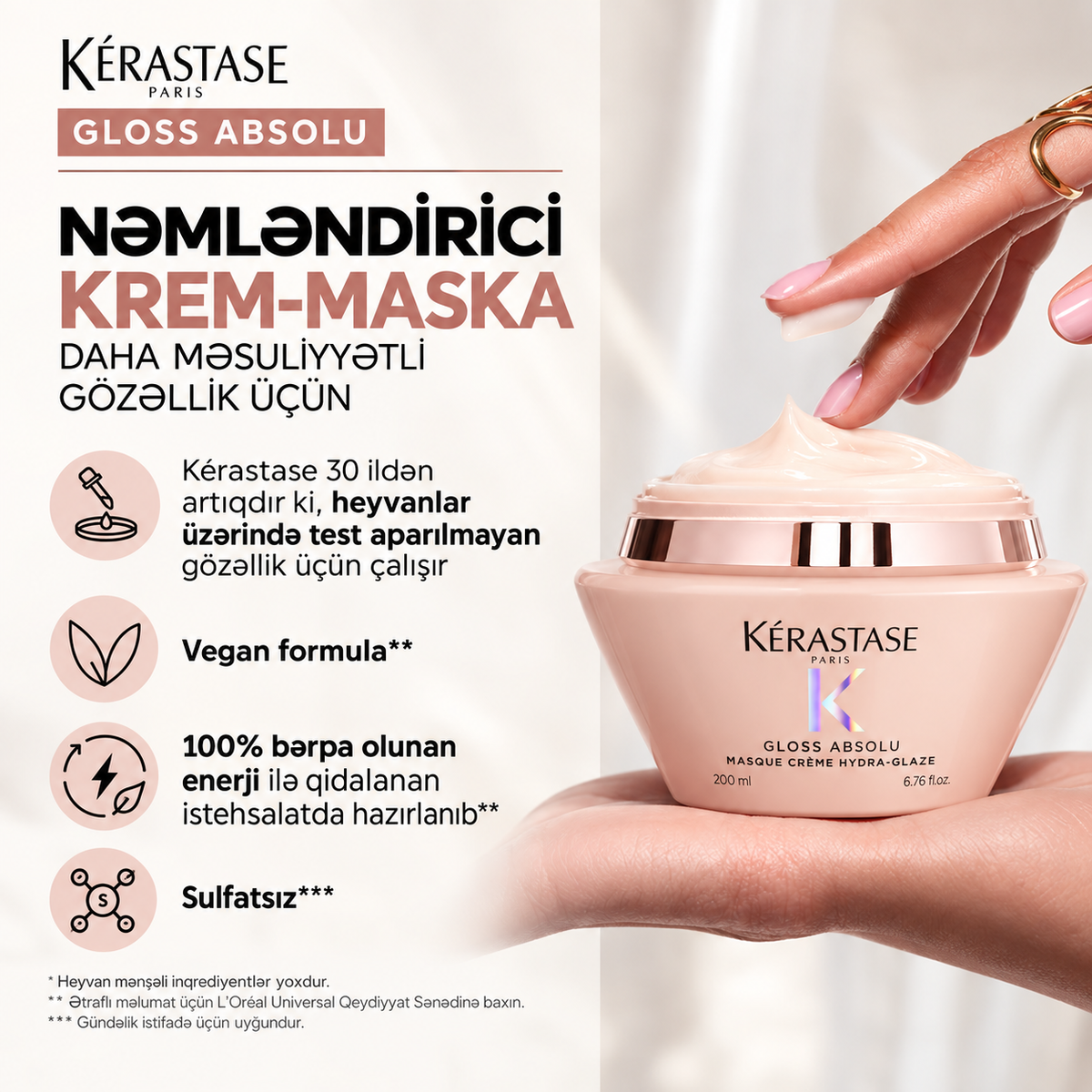 Nəmləndirici və parlaqlıq verən saç maskası 200 ml