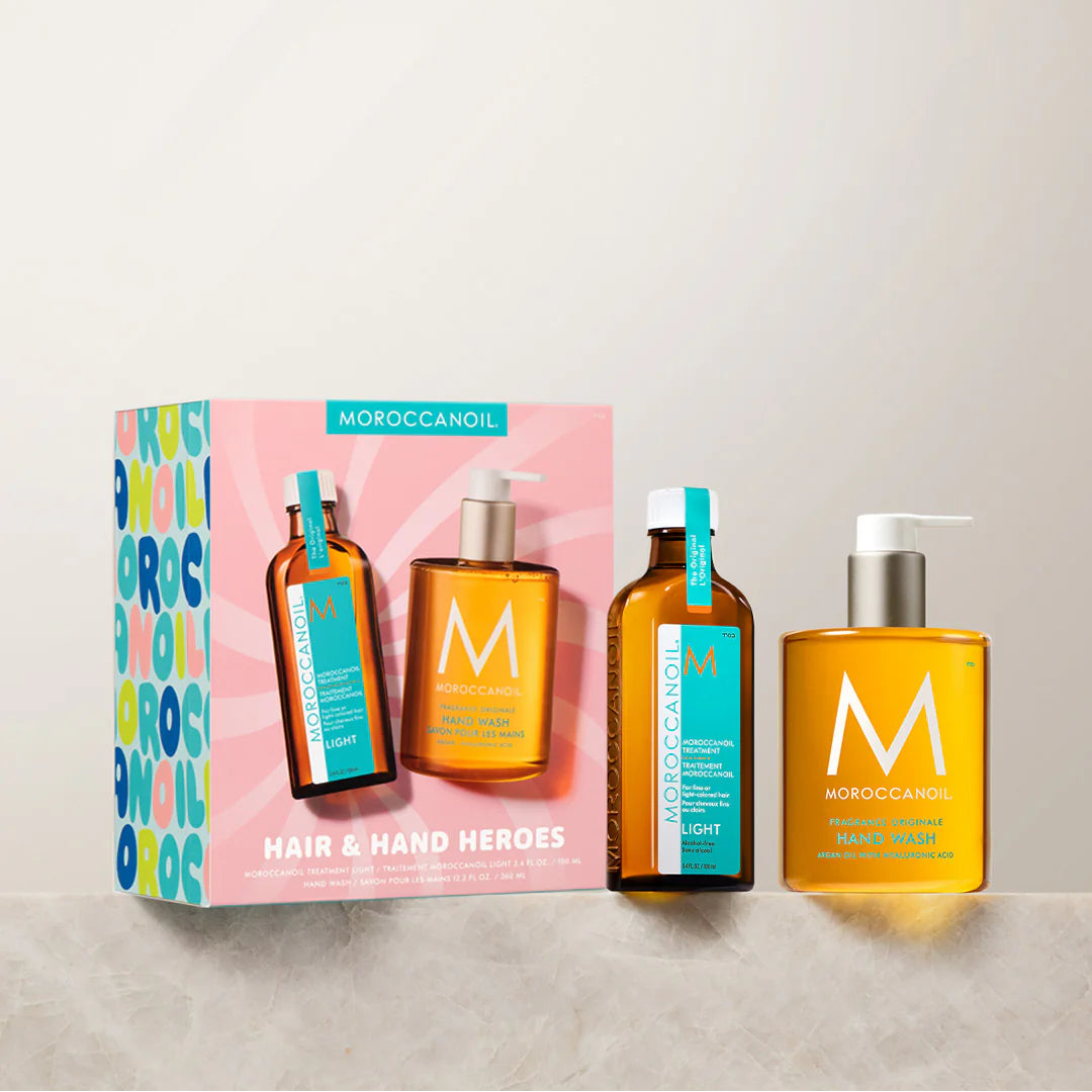 Moroccanoil Light Saç Və Əl Baxımı Dəsti 100 ml və 360 ml incə saçlar üçün argan yağlı saç baxımı və əl yuma vasitəsi