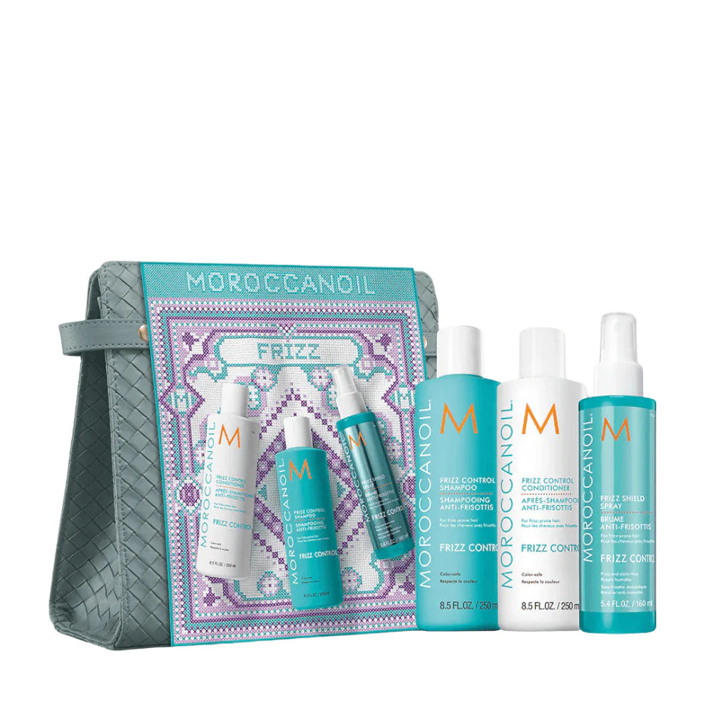 Moroccanoil Frizz Control Holiday Set – buruq və elektriklənən saçlar üçün anti-frizz hədiyyə dəsti
