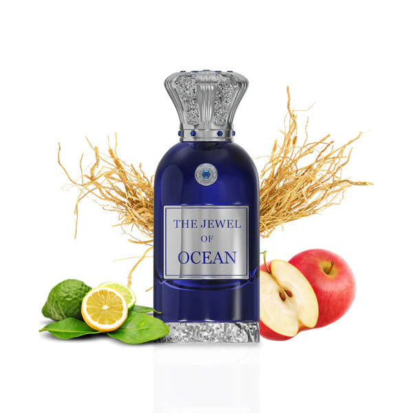 The Jewel Of Ocean extrait de parfum 100ml blue perfume bottle with citrus and apple
