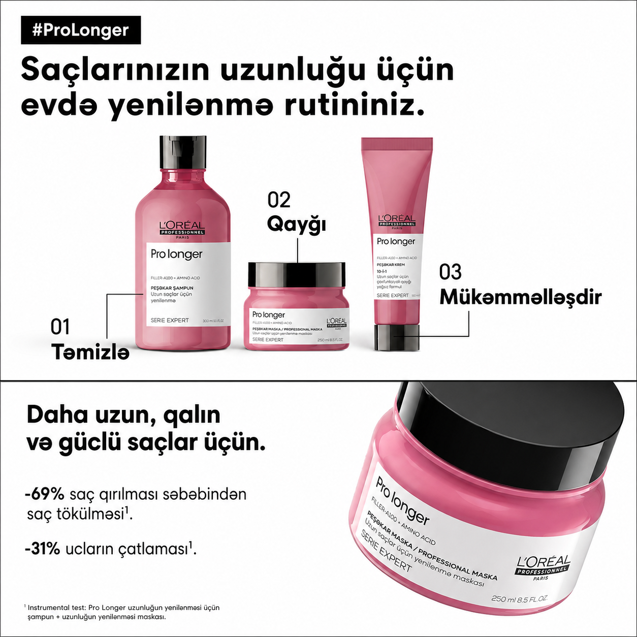 Saçın uzunluğu boyunca səthi sıxlığını bərpa etmək üçün maska