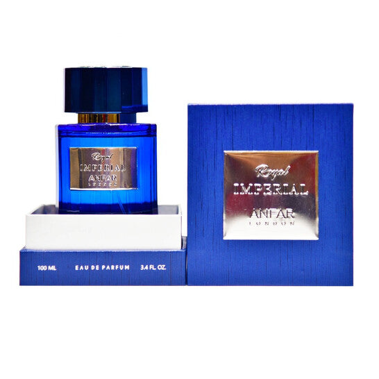 Anfar London Royal Imperial EDP 100ml blue perfume bottle and box
