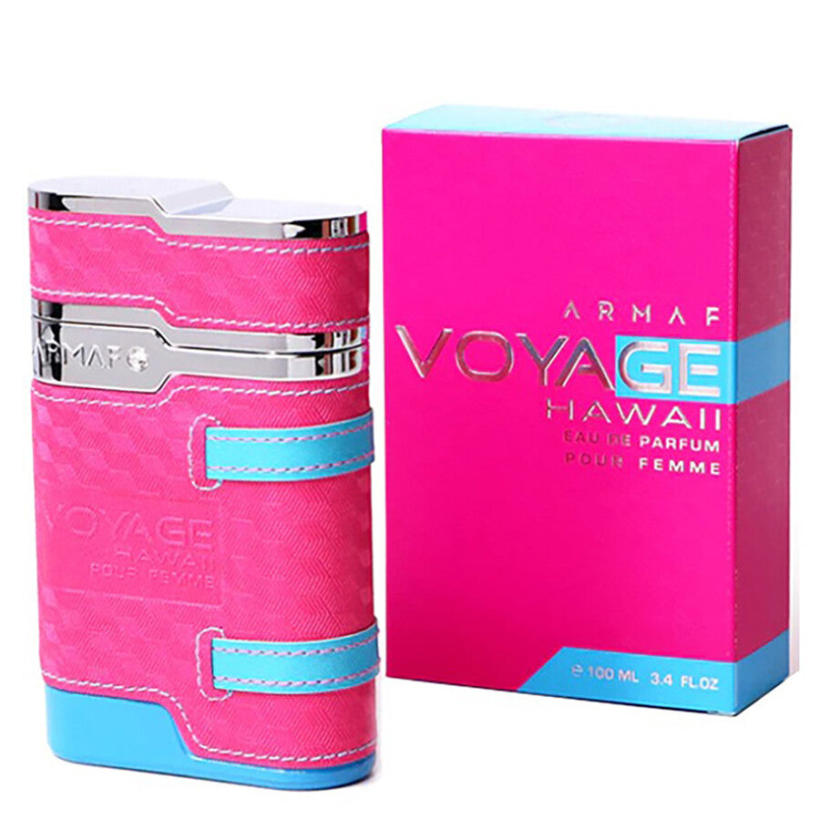 Armaf Voyage Hawaii Pour Femme EDP 100ml perfume bottle and box in pink and blue packaging

