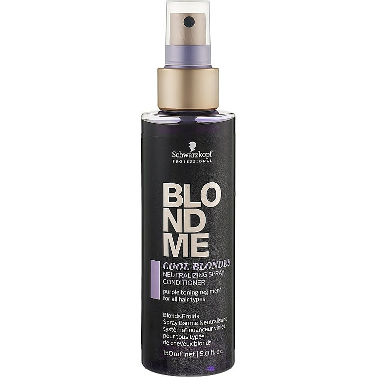 Schwarzkopf Professional BlondMe Cool Blonds Neutralizing Spray Conditioner 150 ml – sarı saçlar üçün bənövşəyi tonlayıcı sprey balzam
