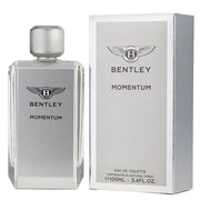Bentley Momentum EDT 100ml men's fragrance bottle with box on white background