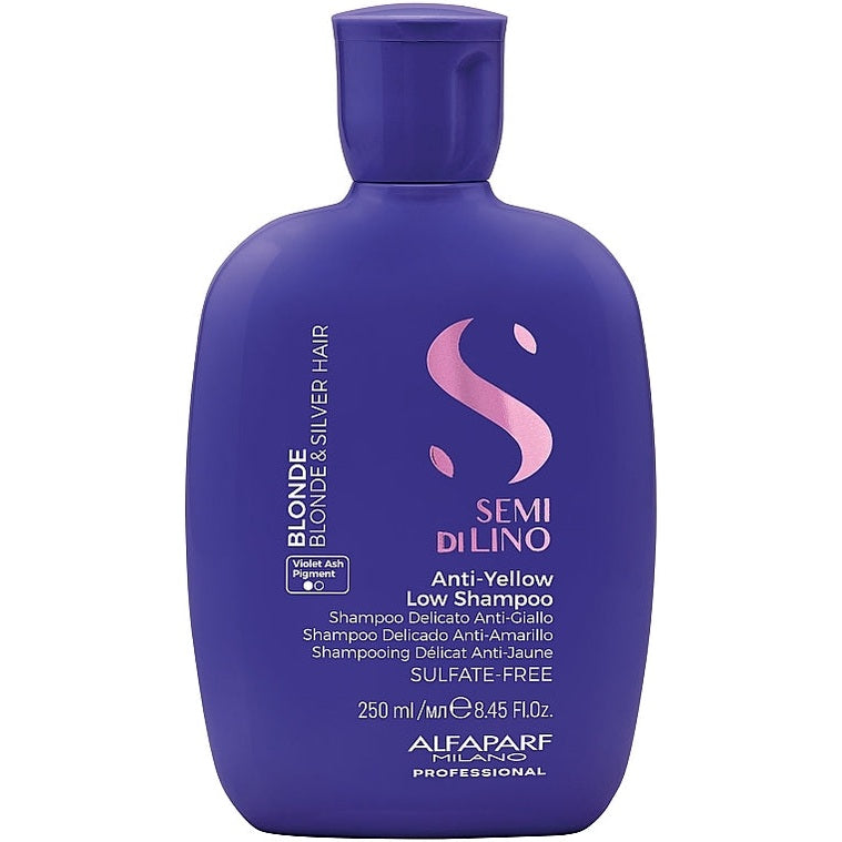 Alfaparf Semi Di Lino Blonde Anti-Yellow Low Shampoo 250 ml – sarı tonlara qarşı bənövşəyi şampun (Daraq Store, Bakı)
