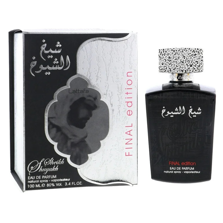 Lattafa Sheikh Shuyukh Final Edition Eau de Parfum 100ml bottle with box (clean modern oriental woody amber fragrance)