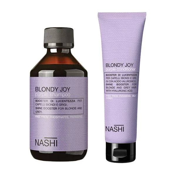 Nashi Blondy Joy Purple Shampoo 250 ml sarı açılmış və boz saçlar üçün anti-yellow şampun