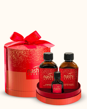 Nashi Argan Round Ochre Hair Christmas Gift Box 2024 saç baxımı üçün Yeni il hədiyyə dəsti