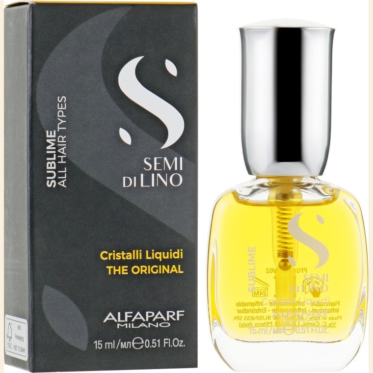 Alfaparf Semi Di Lino Cristalli Liquidi 15 ml – saç yağı-serum, parıltı və anti-frizz (Daraq Store, Bakı)
