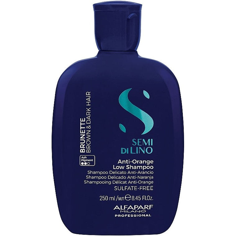 Alfaparf Semi Di Lino Brunette Anti-Orange Low Shampoo 250 ml – qəhvəyi və tünd saçlar üçün sulfatsız şampun (Daraq Store)
