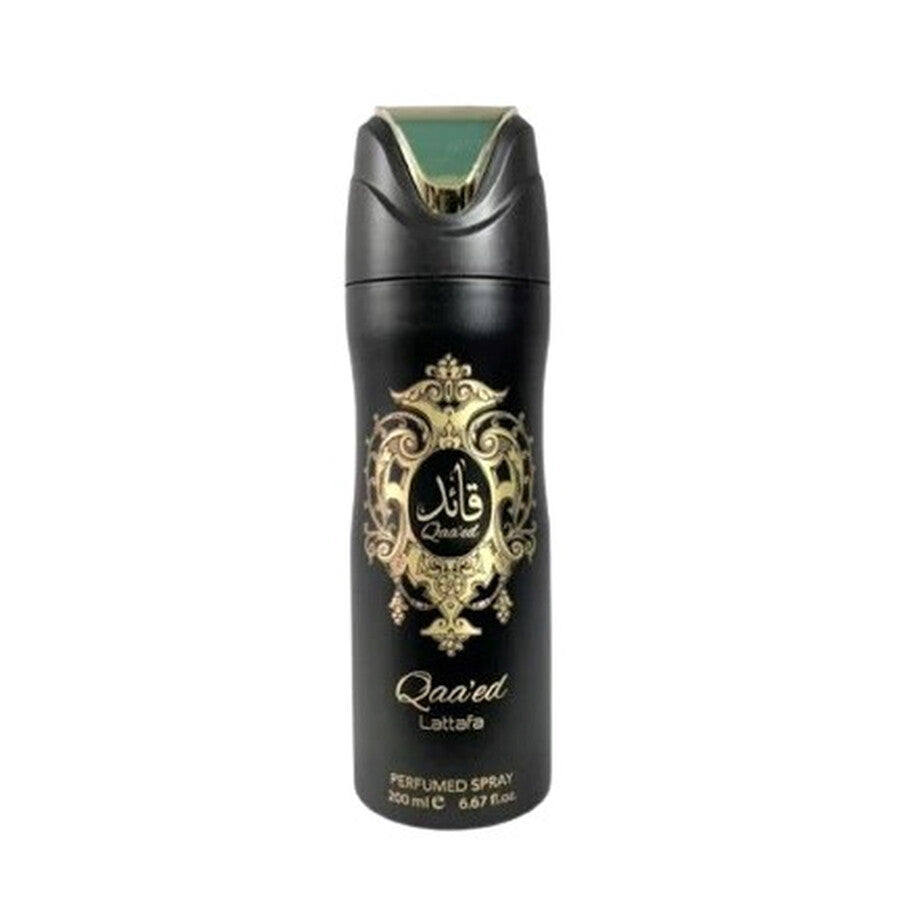 Lattafa Qaa'ed Perfumed Spray 200ml black body spray bottle product photo
