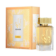 Lattafa Abaan Eau de Parfum 100ml unisex perfume bottle and box gold packaging product photo
