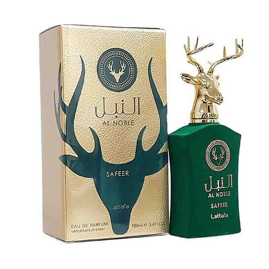 Lattafa Al Noble Safeer EDP 100ml perfume bottle and box
