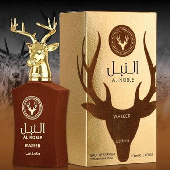 Lattafa Al Noble Wazeer EDP 100ml perfume bottle and box
