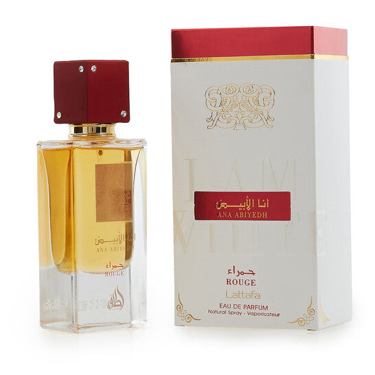 Lattafa Ana Abiyedh Rouge EDP 60ml perfume bottle and box
