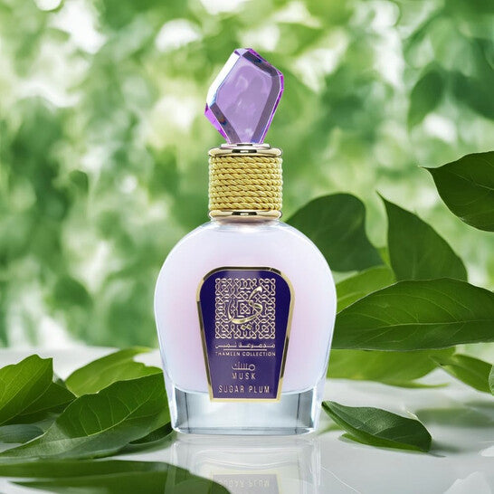 Lattafa Thameen Collection Musk Sugar Plum EDP 100ml perfume bottle and box
