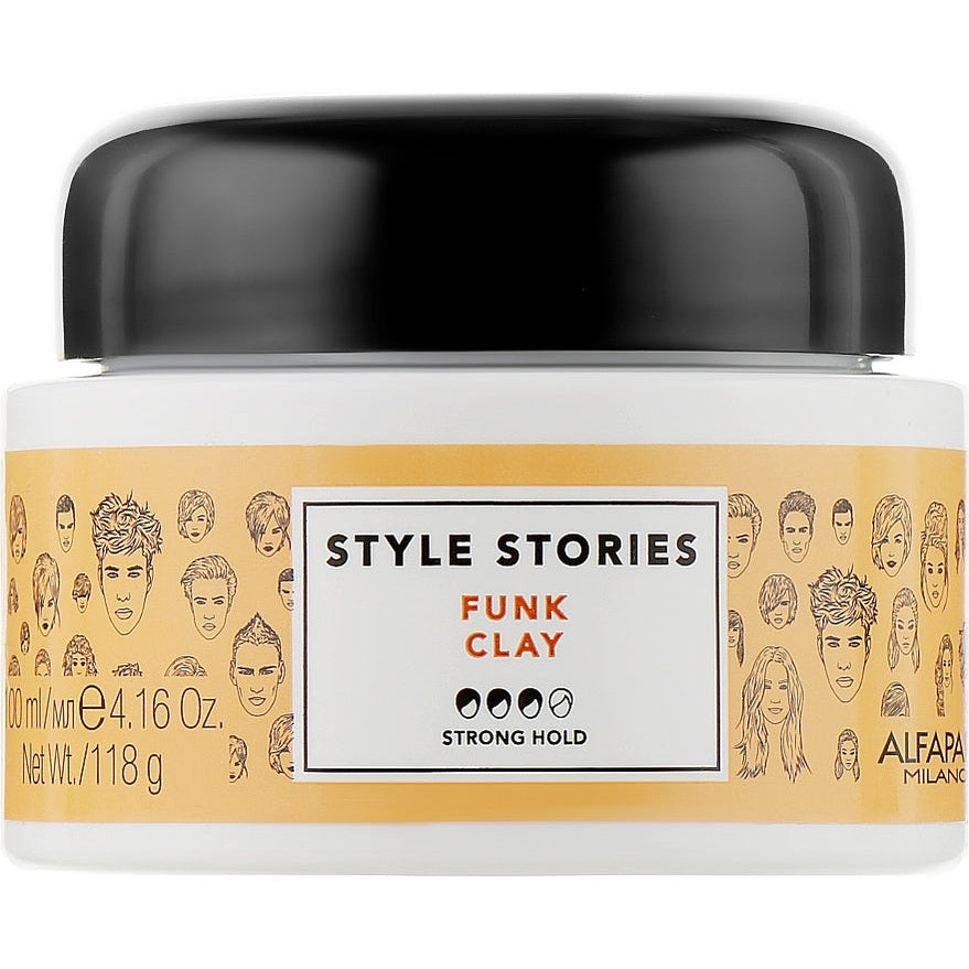 Alfaparf Style Stories Funk Clay 100 ml – güclü fiksasiyalı mat saç gili
