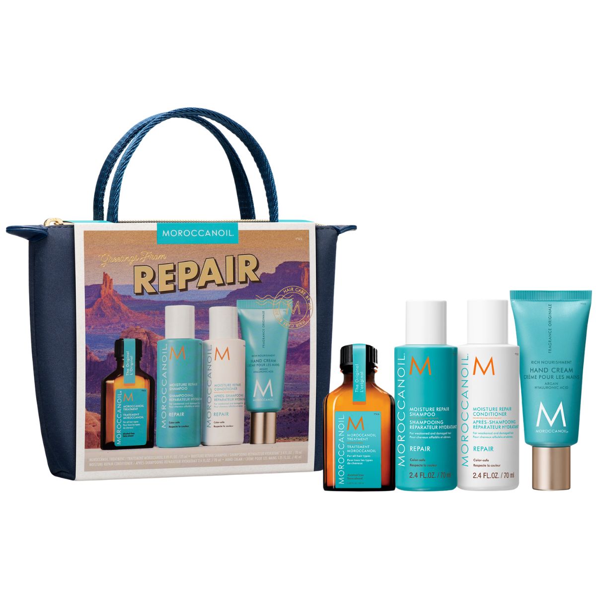 Moroccanoil Bərpaedici Səyahət Saç və Əl Baxımı Dəsti 25 ml + 70 ml + 70 ml + 40 ml