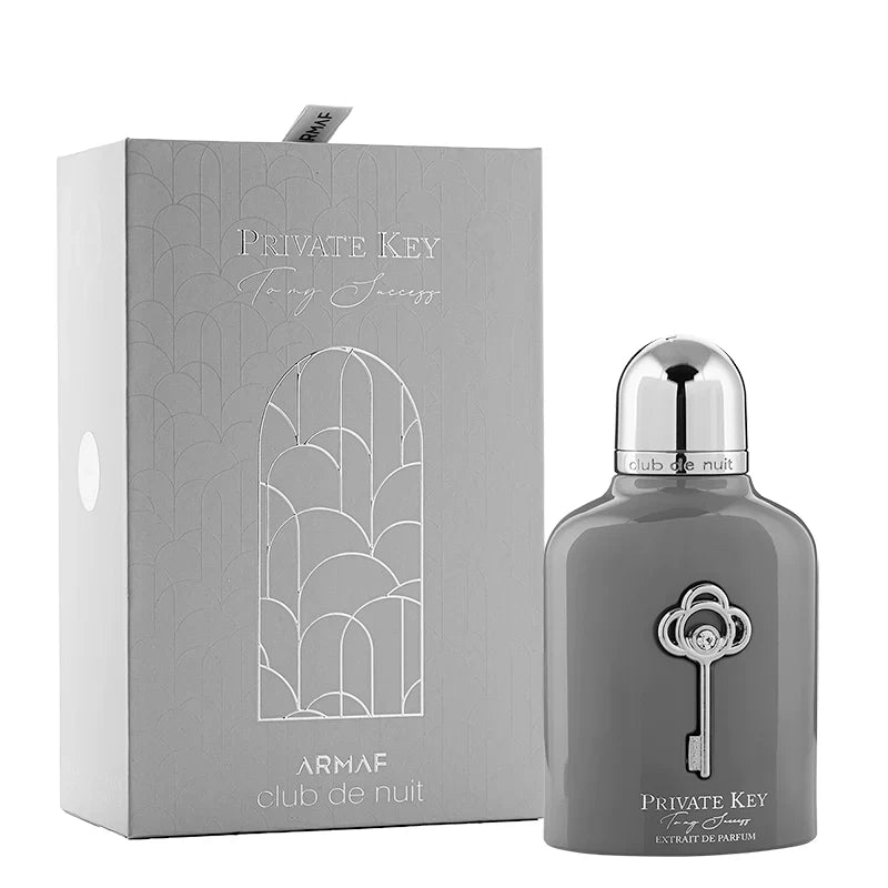 Armaf Club de Nuit Private Key To My Success Extrait de Parfum 100 ml grey bottle with silver key emblem and box
