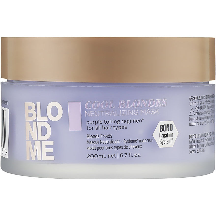 Schwarzkopf BlondMe Cool Blondes Neutralizing Mask – sarılıq əleyhinə bənövşəyi blond maska 200 ml
