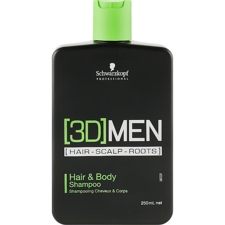 Schwarzkopf 3D Men Hair & Body Shampoo 250 ml for hair, scalp and body