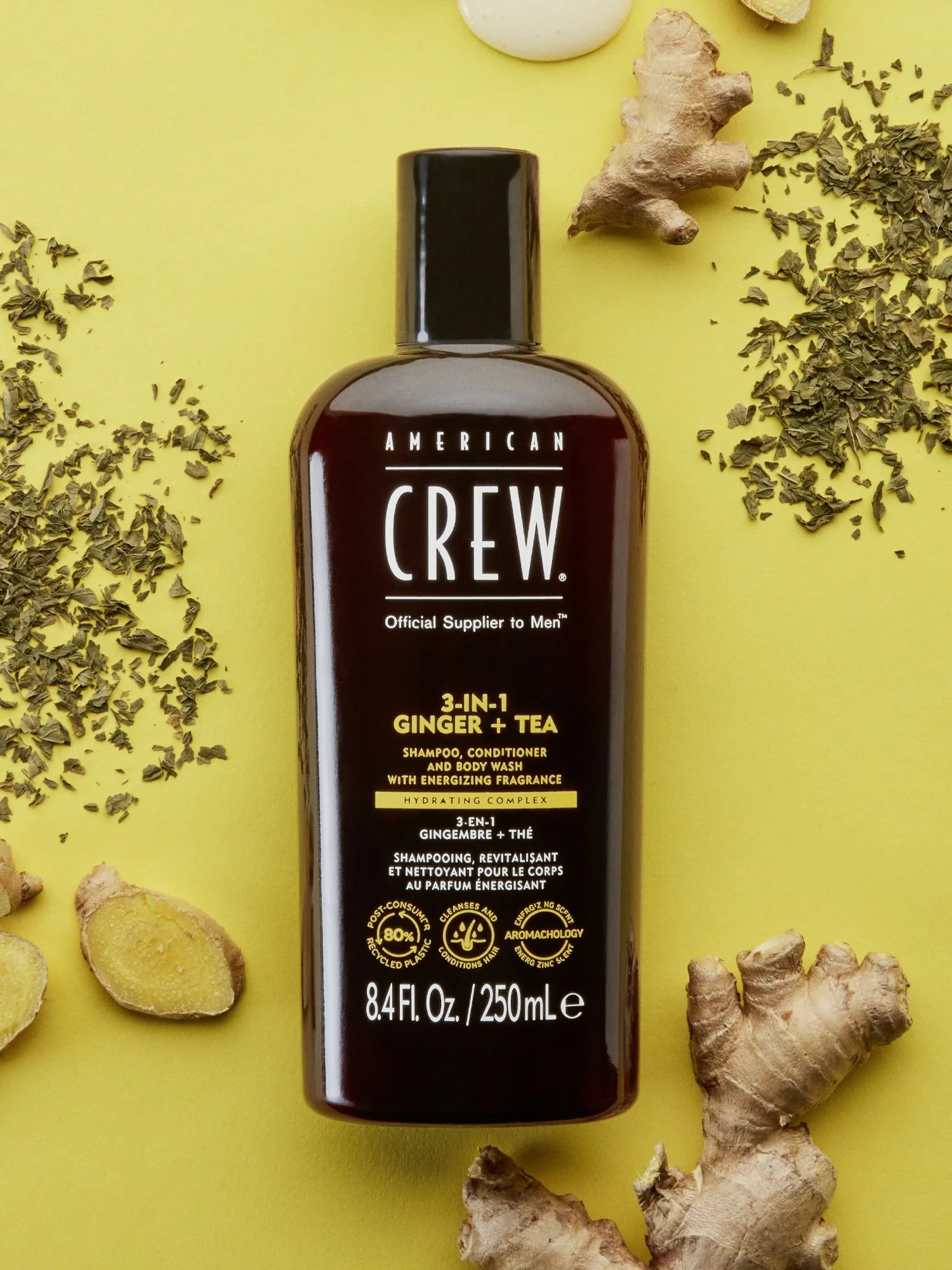 American Crew zəncəfil və çay 3-ü 1-də şampun, kondisioner və duş geli 250 ml