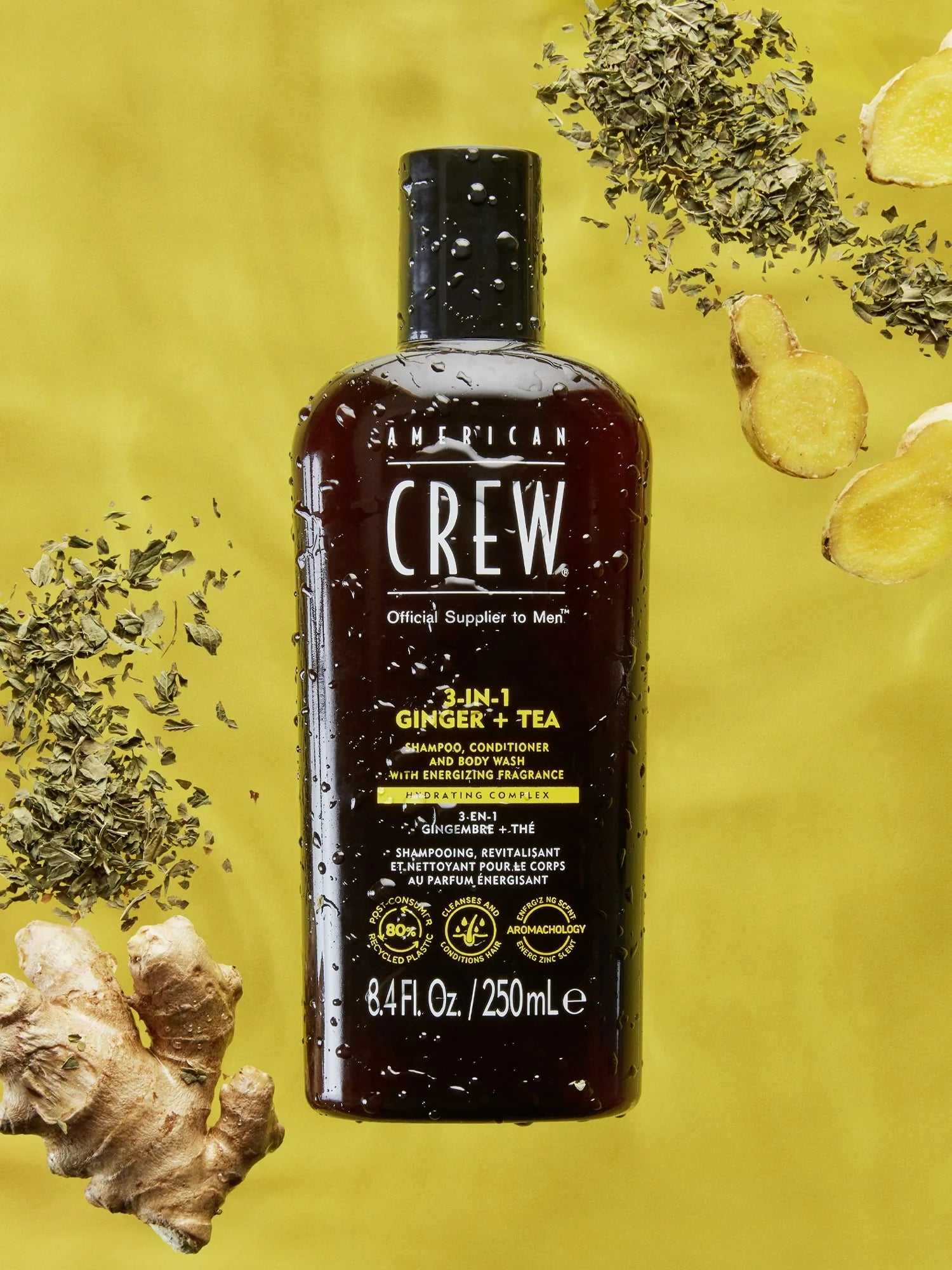 American Crew zəncəfil və çay 3-ü 1-də şampun, kondisioner və duş geli 250 ml