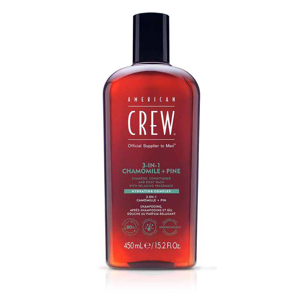 American Crew 3-in-1 Chamomile + Pine kişilər üçün qulluq vasitəsi 450 ml
