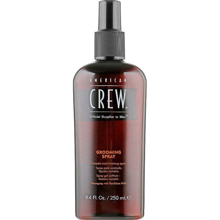 American Crew Grooming Spray 250 ml kişilər üçün dəyişən tutumlu saç spreyi ağ fonda
