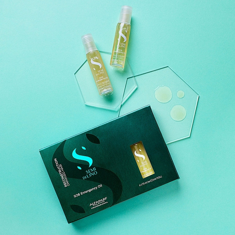 Alfaparf Semi Di Lino Reconstruction SOS Emergency Oil 6×13 ml – Zədələnmiş saçlar üçün intensiv yağ ampulları